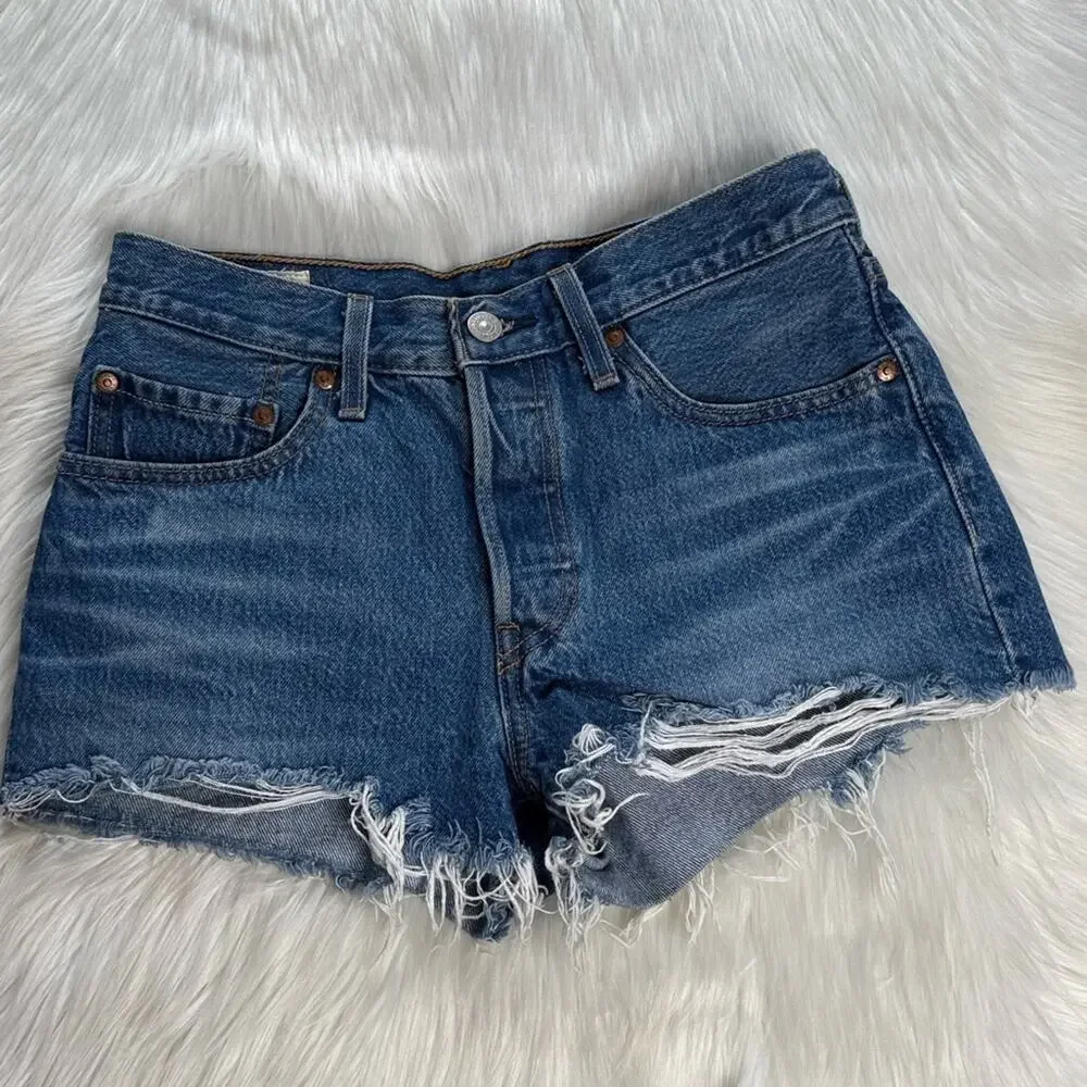 Levi’s Indigo Avenue High Rise Denim Cut Offs